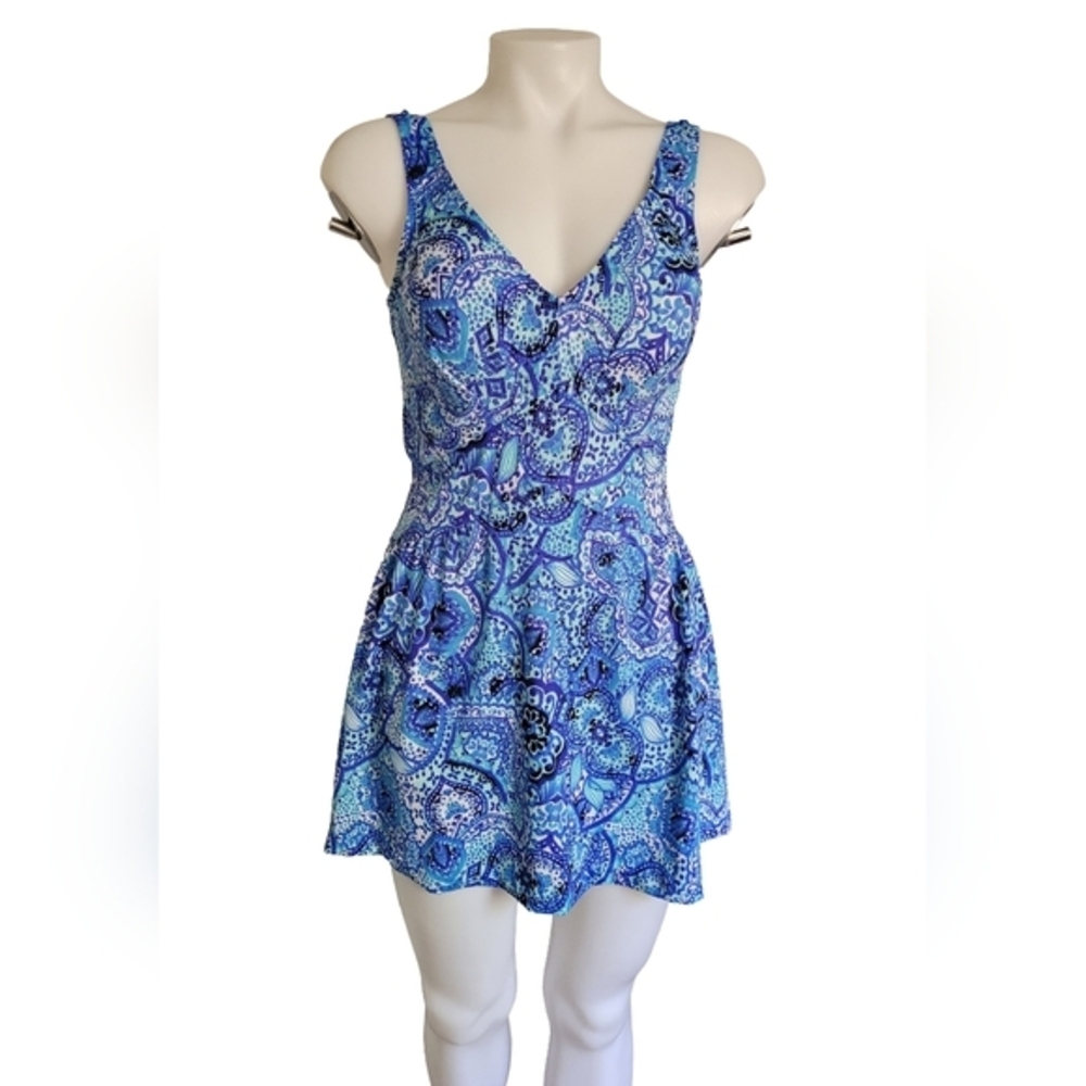 Artisan Ikat Empire Swim Dress One Piece